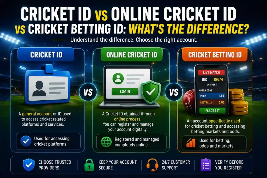 Difference between Cricket ID, Online Cricket ID and Cricket Betting ID